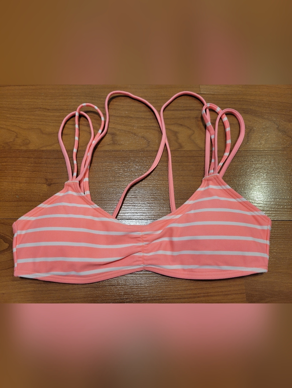 Aerie Coral Pink Striped Bikini Top Women's XS